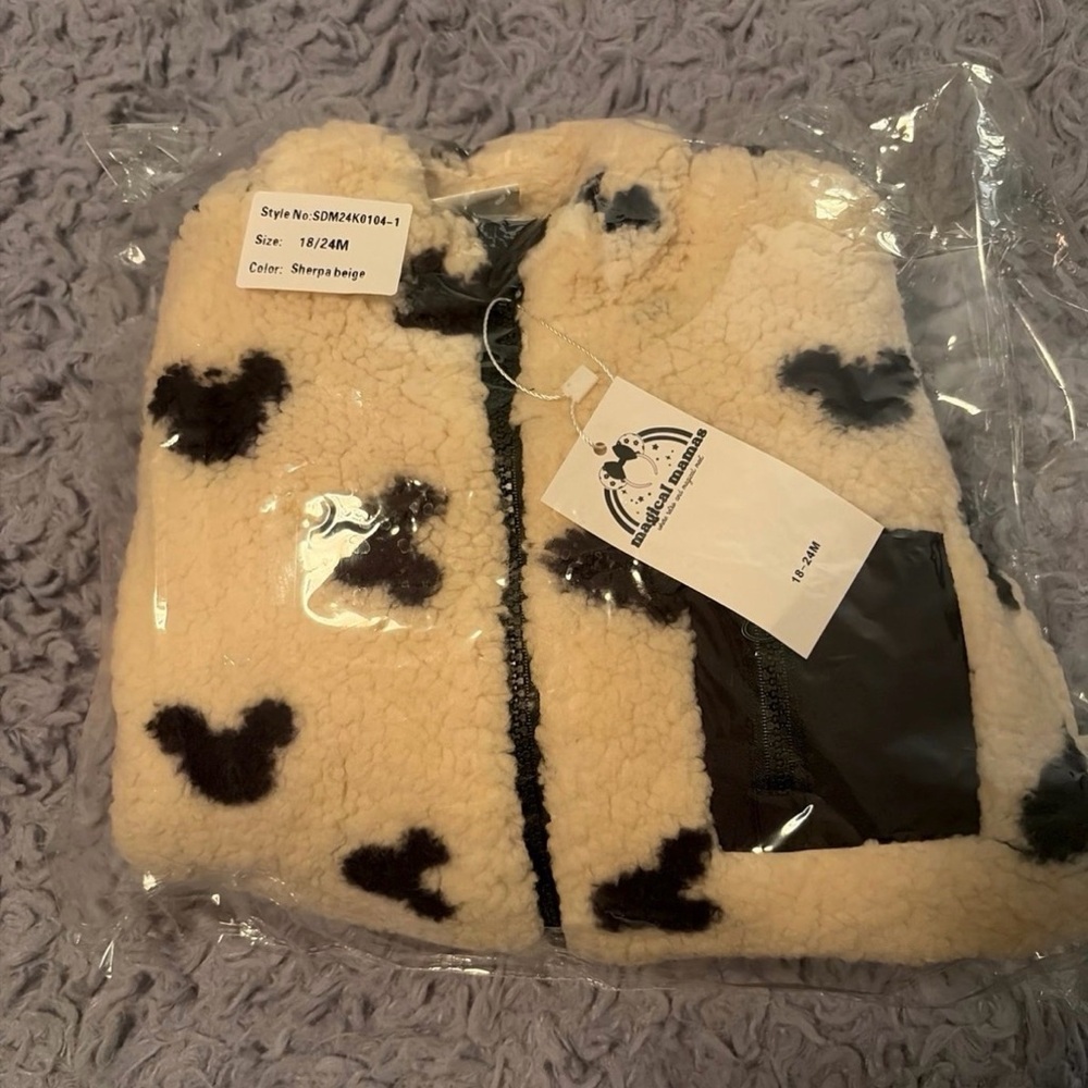 Magical mamas handmade (made with magic) Sherpa Mickey Mouse head Jacket coat